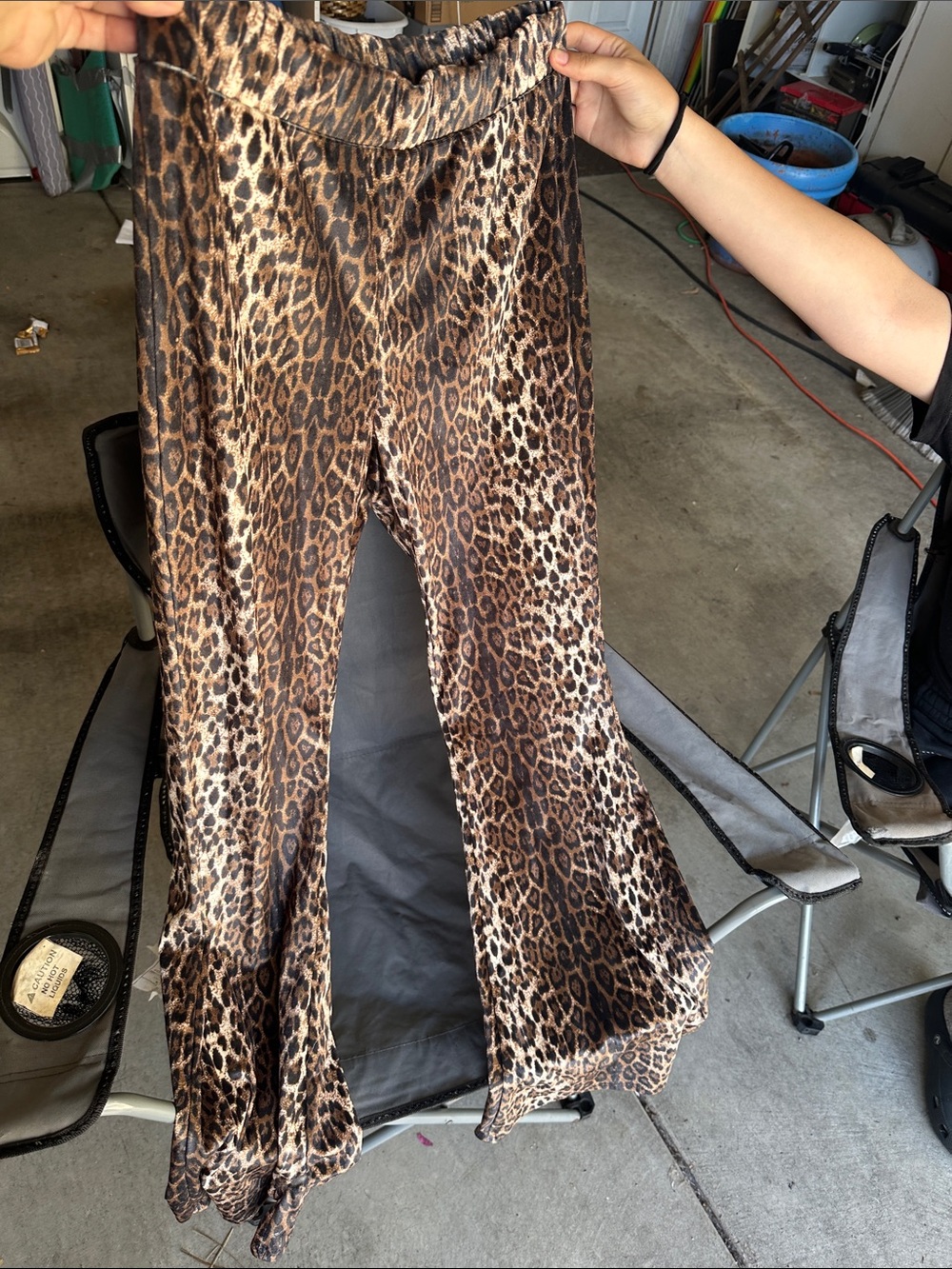 Amisu Leopard Print Boot Cut Pants in Brown